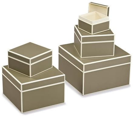 Semikolon 370096 5er Aufbewahrungsboxen - Set 5 tlg - diverse Größen - Geschenkboxen - fango beige