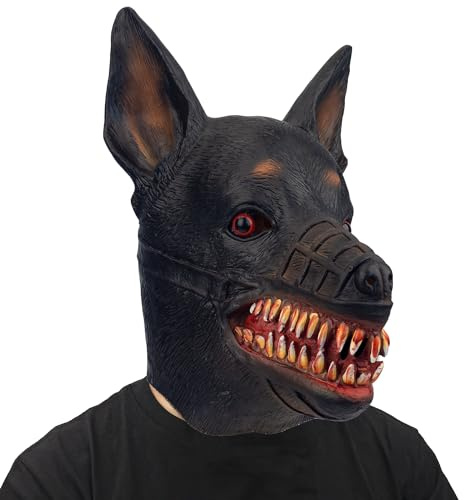 AQKILO Dog Mask Animal Latex Full Head Realistic Masks Fancy Dress for Halloween Carnival Costume Party
