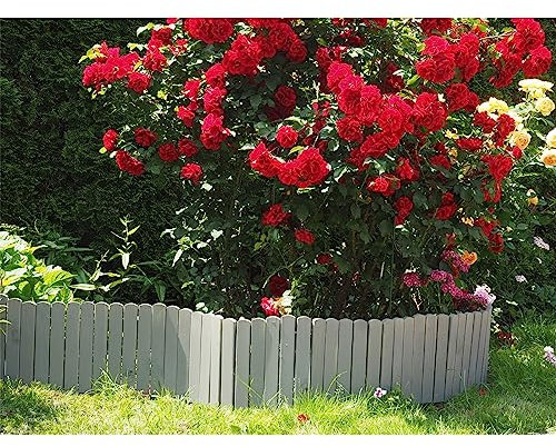 VOSS.garden Steckzaun 200x30cm Holz-Gartenzaun Beetumrandung, grau, Zaun, dekorativer Zaun, Gartendeko, Deko, Mini-Zaun, flexibel, Umzäunung für Beete