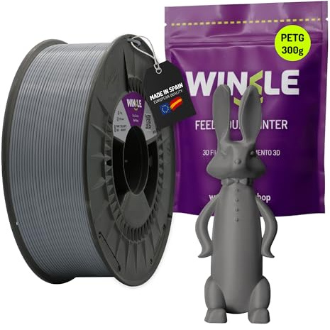 WINKLE PETG Filament 1.75mm Aschgrau, 300g Spule, 3D Drucker Filament Kompatibel mit FDM Druckern, 3D-Druckmaterialien, Maßgenauigkeit +/- 0.05mm, Schlagfest, Leicht zu Bedrucken