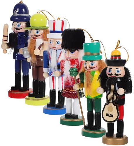 PRETYZOOM 6pièces Lot de Figurines Casse-Noisette de Noël Bois Soldats Décoratifs Accessoires de Noël