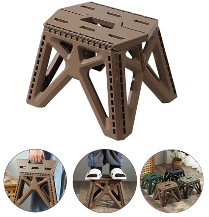 Sbomi Hocker Klappbar für Kinder & Erwachsene,Campinghocker,Tritthocker aus Kunststoff,Faltbar Küchenhocker Klapptritt Bad, Tragbarer Klapphocker für Küche, Bad und Wohnzimmer (23.5 cm hoch-Braun)
