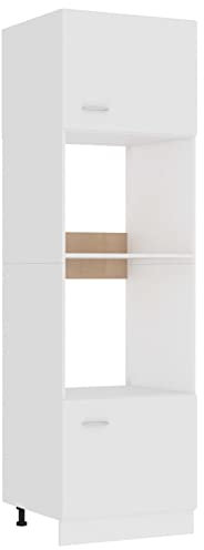 Chaduof Mikrowellenumbauschrank Weiß 60x57x207 cm Holzwerkstoff, Küchenschrank, Hochschrank Küche, Backofen Schrank, Kitchen Cabinet, Mikrowelle Schrank 802546