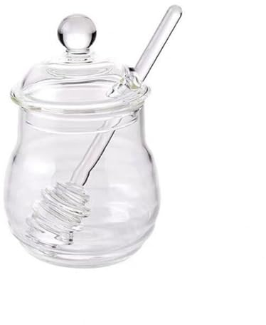 MXMZSRTH Honigglas Glas-Honigglas mit Rührstab, kreative transparente Haushalts-Honigflasche mit Deckel, einfaches Marmeladenglas
