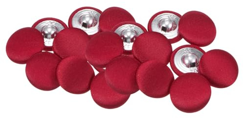 QUARKZMAN 20 Stück Rot Knöpfe mit Stoffüberzug 20mm Satinstoff Bezogen Nähknöpfe Runde Bastelknöpfe Metallschaft Ösenknöpfe Vintage für Mantel Kleidung Jacke Blazer Anzüge DIY