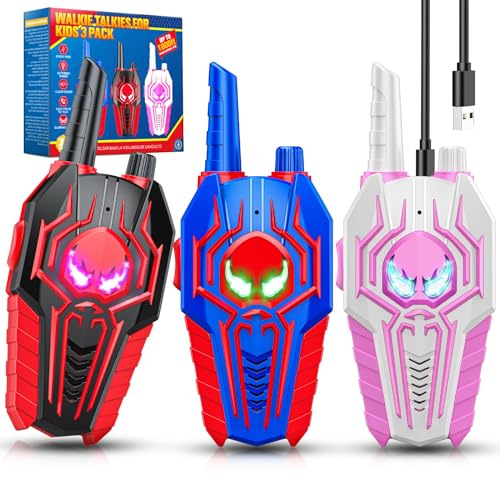 Toyokid Jouet Garcon 3 4 5 6 7 8 9 10 Ans, Talkie Walkie Enfants Rechargeable Jouet Fille 3-10 Ans Spider Talkie Walkie Cadeau Garcon Fille 3 4 5 6 7 8 9 10 Ans Toki Walki Jeux d'extérieur Enfant