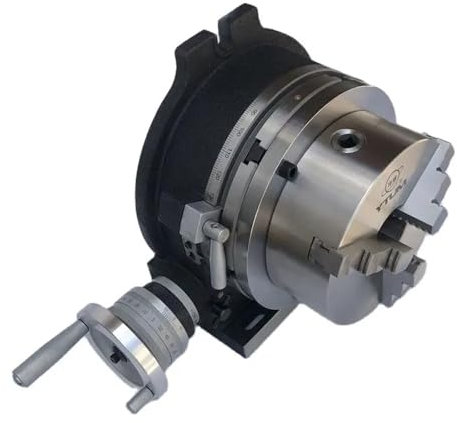 CIJIAOPOYU Fresadora de Mandril de Tres mordazas de 4/6 Pulgadas Cabezal de indexación Mesa giratoria Placa de indexación Universal Rotación Vertical Horizontal(4 (80mm Three-Jaw))