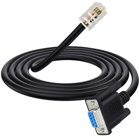 HTGuoji Cavo adattatore da DB9 a RJ9, testa a cristallo per telefono 4P4C, connettore seriale Com Pin RS232, 1,5 metri
