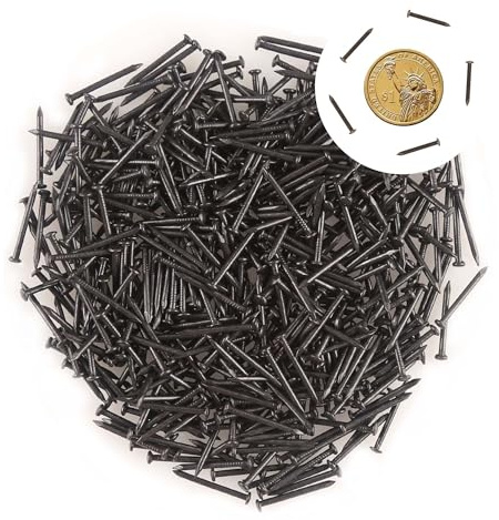 newlng 500PCS Small Nail Round Head Tiny Nails String Art Nails Hand-Made Hardware Accessories Fasteners Mini Nail 1.5mm X 15mm/0.06X0.6(DXL) Black