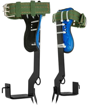Forst Steigeisen Baumklettern Ausr Stung Set mit Sicherheitsband Halteseil Steigeisen Spikes Kletter Werkzeug mit Fußriemen + Knöchelriemen 100kg Tragfähigkeit für Bergsteigen, Baumklettern