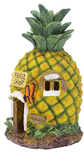 YARNOW Solarbetriebene Gartendekoration Zartes Ananas Haus Ornament Wetterfestes Harz Kreative und Außendekoration für Garten und Terrasse