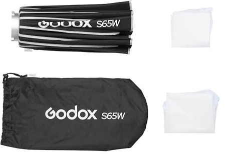 GODOX S65W White-Interior Quick Release Umbrella Softbox (Bowens S-Type Fitting) - 65cm Diameter (Open), 30cm Depth (Open), 42cm Collapsed Length, Net. Weight: 851g