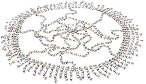 Healeved Tocado de Gemas de Imitación Brillante Tocado de Malla Borlas Joyas Cabeza Cadena Cabeza para Adorno de Cabello Boda de Novia