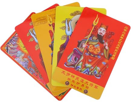 EXQUIMEUBLE 5stücke Teiliges Tai Sui Jahr Der Schlange Chinesische Feng Shui Goldkarten Auspicious Glückskarten Für Schutz Reichtum Erfolg Vielseitig Als Geschenk Und Dekoration Geeignet