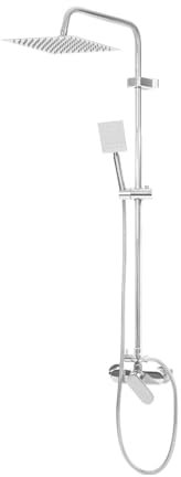 Système de douche avec robinetterie - Douche à effet pluie - Ensemble complet avec robinetterie - Système de douche rotatif à 360 ° - Barre de douche réglable et 3 modes de jet d'eau - Argenté