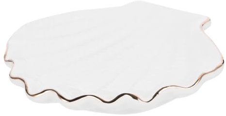 Ipetboom Plateau à Bijoux En Céramique Blanc Bord Doré, Décor Nordique, Multi-usages Pour Maison Et Bureau, Accessoire Élégant De Présentation Et Rangement Des Bijoux