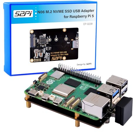 GeeekPi Adaptador USB N06 M.2 NVME SSD para Raspberry Pi 5, compatible con M.2 NVMe SSD 2230 2242 2260 2280