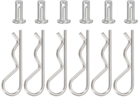YELARXI Gabelkopfstift mit R-förmigem Federspint, M5 x 12 mm, Einzelloch, Gabelkopfstift mit R-Clip, passend für Automobilmechaniker, Autos, LKWs, (6 Stück, Silber)