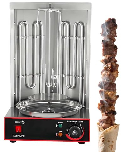 Asador Vertical Para Kebab, 360° Asad-or Profesional Para Shawarma, Horno Döner Giratorio De 2 Quemadores, Asa-dor De Acero Inoxidable Para Gyro, 50-300 °C, Pollo Y Kebabs(Electric-3000W)