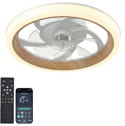 Ceiling Fans with Lights and Remote Dimmable Bedroom Ceiling Fans Light | Dimmable 3 Color 6 Speeds & Timer Quiet LED Fan Light for Bedroom Dining Room Living Room Ceiling Fan Lights