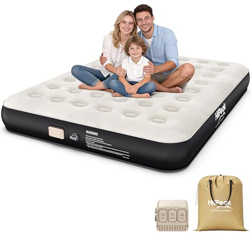 HiiPeak Luftmatratze Selbstaufblasend - Luftbett 2 Personen mit Integrierter Elektrischer Pumpe Aufblasbare Matratze 25cm Hoch aus Dickem PVC mit Weicher Suede Oberfläche Gästebett Campingbett
