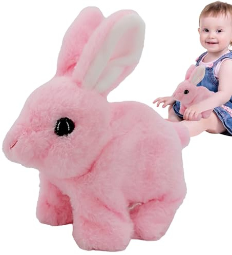 Interactive Plush Bunny Toy - Realistic Electronic Rabbit 150g, Squeak Walk Twitch Shake Ears 16cm Plush Figure, 2025 Cute Jumping Pet Toy | Adorable Stuffed Bunny For Easter Kids Children