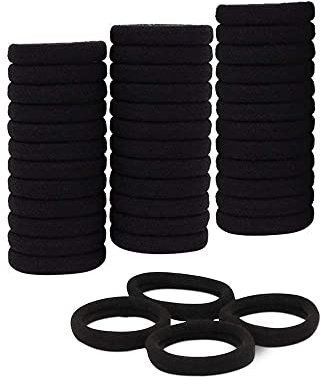 IvyLife 40 Pièce Cheveux Élastiques Cravates Bande Corde Conton Stretch Femmes Filles Pour Cheveux Epais, Lourds, Bouclé (40pcs noir)