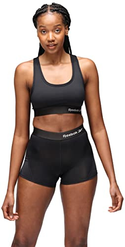 Reebok Donna, Top Corto Sportivo, Nero, XS