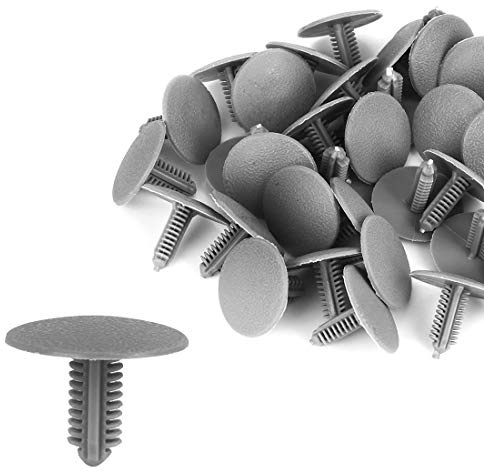 X AUTOHAUX 40 Piezas Remaches Plásticos Grises 6Mm para Coche | Largo Total 19Mm, Diámetro Cabeza 24Mm, Longitud Vástago 17Mm, Uso Para Guardabarros, Parachoques, Puertas, Laterales, Etc.