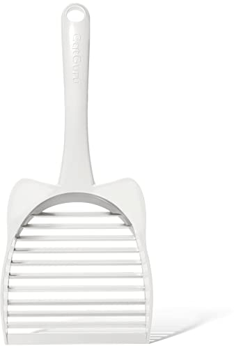 CatGuru Cat Litter Scoop, Jumbo Litter Scoop, Litter Scooper with Deep Shovel & Long Handle, Super Fast Sifter, Durable Kitty Litter Scoop, Cat Stuff, Kitten Supplies (White)