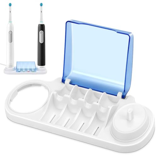 Base Porta Cepillos,Porta Cepillos,Base De Cepillo De Dientes,con 4 Fundas para la Cabeza del Cepillo de Dientes y Soporte de Carga, para Almacenamiento de Accesorios de Cepillo de Diente