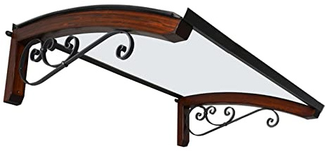 BELLHOUSE COPERTURE Auvent en Bois Mod. Legno Riccio Noyer FONCÉ - P100 e L150 - Transparent