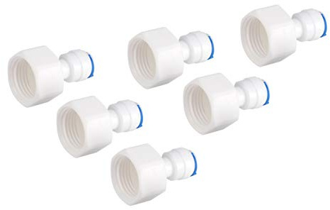 Wasserzulaufleitung Anschluss-Set, 1/4 auf 1/2 zoll adapter wasserschlauch, 6 Stück 1/4 Rohr Außendurchmesser auf 1/2 Innengewinde Push-in-Schnellverbinder für Wasserfilter-Umkehrosmose