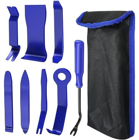 Strumento per la rimozione del rivestimento dell'auto da 8 pezzi con custodia da 1 pezzo, strumento per la rimozione del rivestimento in plastica, kit di strumenti per la rimozione del rivestimento