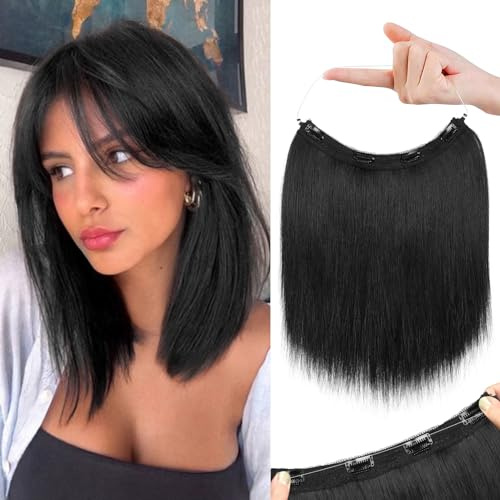 REECHO Invisible Wire Haarverlängerung, 30 cm Secrets Hair Extensions Glatte, Unsichtbares Haarteil für Damen, Natürlicher Look Kunsthaar (Matt & Seidig, Vegan), Sofort Volumen & Fülle