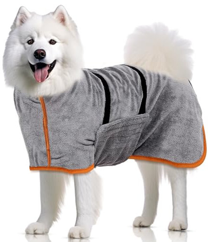 Hundebademantel Mittelgroße Hunde, Hund Bademantel，Bademantel Hund，Mit Klettverschluss, Gute Wasseraufnahmewirkung (M-Größe)