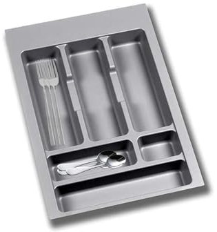 Avilia Organizer Cassetti Cucina per Posate e Utensili Regolabile in Plastica Grigio 48x34cm – Vassoio Portaposate, Adatto a Cassetti 40cm
