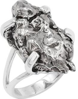 Jay Jools Meteorit-Ring, echter Rohedelstein-Ring aus 925er Sterlingsilber für Frauen, Mädchen und Männer (54(17.25))