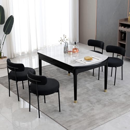 AISALL Set di 4 sedie sala da pranzo Sedie Imbottite Sedie da cucina con schienale moderne, Adatte per Sala da Pranzo, Cucina, Nero