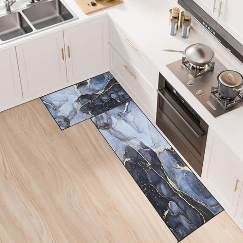 Fecialy Alfombra de cocina, 2 piezas antideslizante, alfombra de cocina lavable para cocina, pasillo, salón, dormitorio, pasillo, 40x60+40x120cm