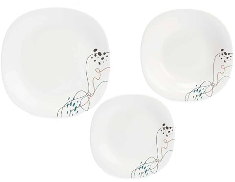 San Ignacio Vajilla 18pzs cuadrada abstracto opal colección VIVALTO