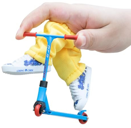 Finger Scooter Set mit Zubehör Werkzeug, Scooter für die Finger, Finger Zweirad Roller Scooter Finger Schuhe Fingerhose, Fingerspitzen Bewegung Spielzeug Fingerspielzeug Partygeschenke für Kinder