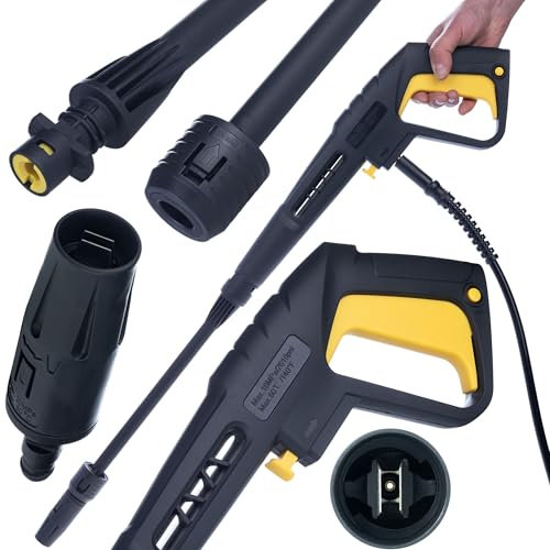 Rosfix Pistolet de Nettoyage Haute Pression PZWKC – 150 Bar, 60°C, Buse Vario Réglable | Click Connect | compatible avec nettoyeur haute pression Kärcher K2–K7