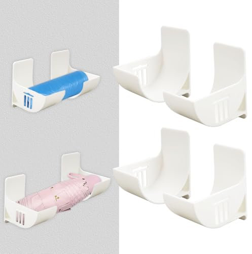 EXIN DEHCEN 2 Coppie Porta Rotoli Alluminio e Pellicola, Supporto Fogli Alluminio Porta Muro, Autoadesivo Organizzatore Portarotolo, per Sacchetti Della Spazzatura, Pellicola di Stagno, Carta Cerata