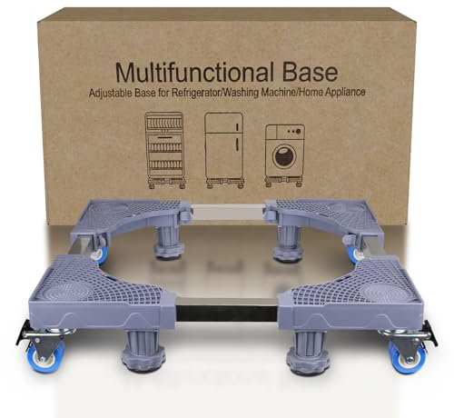 Base ajustable para lavadora de nevera, soporte de lavadora de 17 a 24 pulgadas con 4 ruedas y 8 pies para electrodomésticos y muebles de refrigerador del hogar