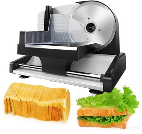 Meat Slicer Meat Slicer Machine Home Use 7.5 Blades 0-15mm Adjustable Thickness Electric Household Slicing Machine Deli Food Slicers for Meat, Cheese, Bread, Veg