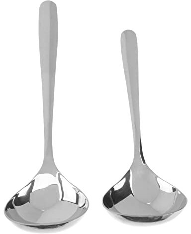 CIYODO 2 Piezas cubiertos de acero inoxidable largo cucharas para servir cucharada de sopa cucharas soperas cuchara sopera de acero inoxidable cuchara de mango corto Silver