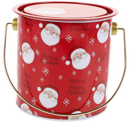 BESPORTBLE Christmas Tinplate Buckets with Lids Fun Holiday Snack and Candy Storage Containers for Festive Parties and Seasonal Decor and Versatile Present Holders