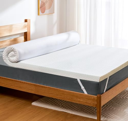 PERLECARE Topper 140 x 200 cm – Colchón viscoelástico, 5 cm de altura, H3&H2 grados de dureza H3 & H2, con funda de bambú, certificado Öko-Tex, espuma de gel para somier y sofá cama