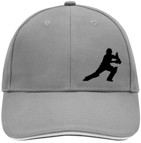 Huuraa Baseball Cap Cricket Silhouette Geschenk Dark Grey/White Cricket Geschenkidee
